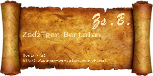 Zséger Bertalan névjegykártya